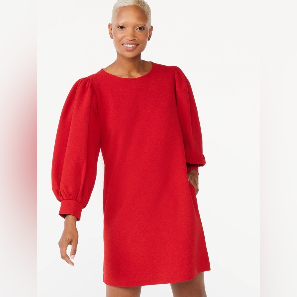 Nicole Miller Vibrant Red Long Sleeve Dress